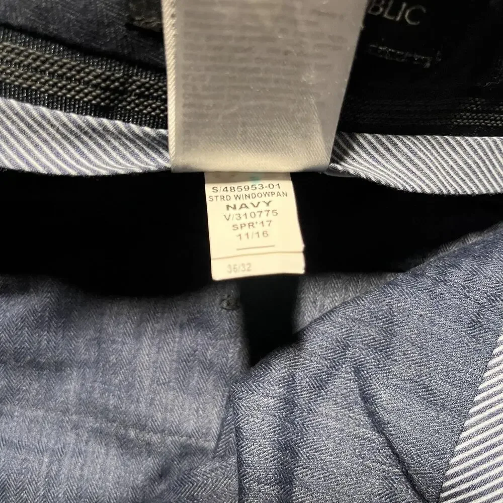 Banana Republic Pants Mens 36x32 Blue Plaid Wool Flat Front Comfort Stretch